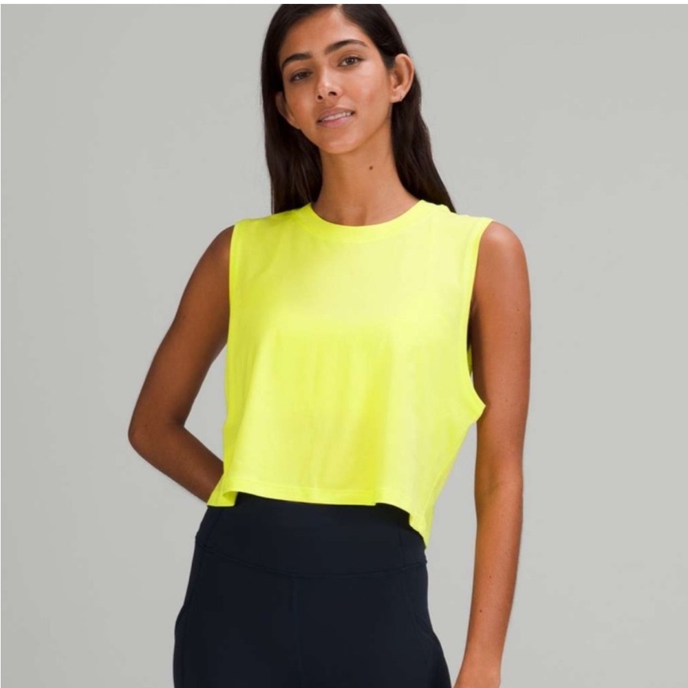 Lululemon All Yours Crop Tank Electric Lemon Size 14